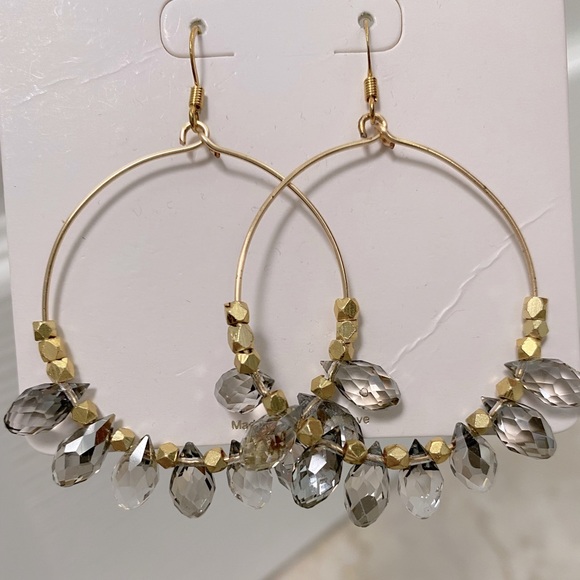 BRAND NEW Gemelli Carson Smoke Crystal Hoop Earrings